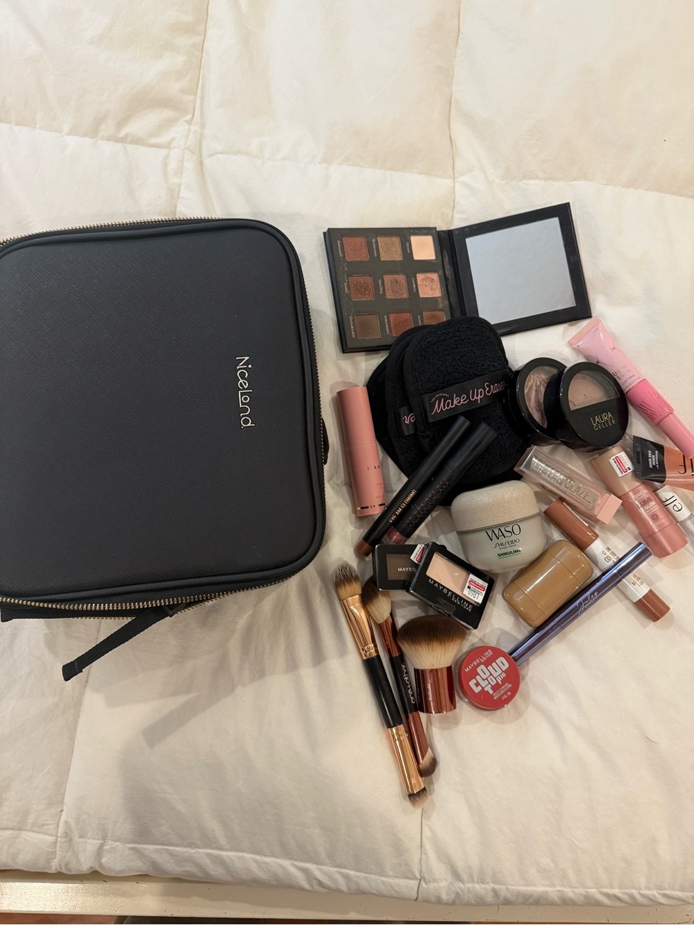 Large lot of makeup and light up mirror case